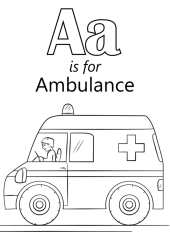 Letter A Is For Ambulance Coloring Page